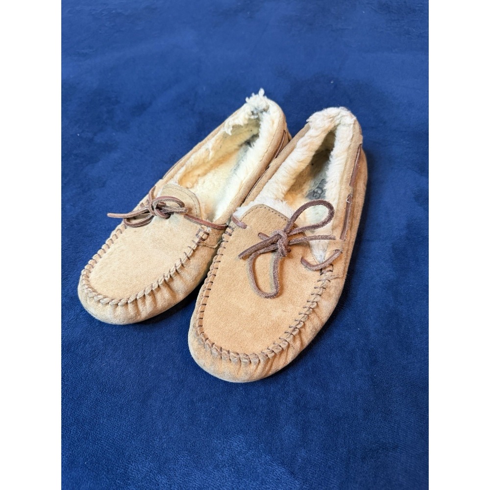UGG Dakota Moccasin Slippers Womens Size 9 Brown Suede Sherpa Slip On Shoes 5612